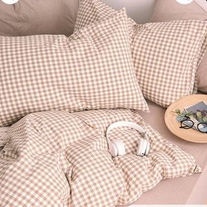 TWIN Light coffee gingham duvet
